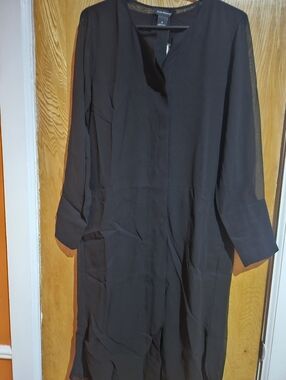 Club Monaco Black Long Sleeve Dress with Hidden Placket